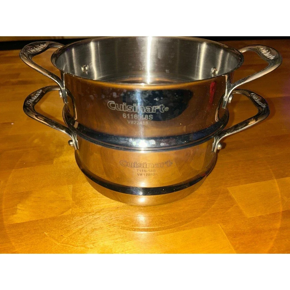 Set of 2 Cuisinart Stainless Steel Steamer Strainer Baskets 8 Inch Diameter